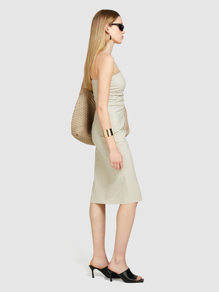 Slim fit dress with rouching - women's midi dresses - Beige | Sisley image number 2